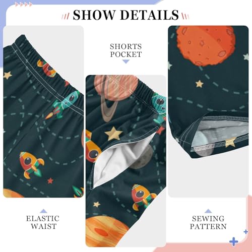 ZZXXB Space Planet and Rocket Boys Long Pants Soft Trousers Elastic Waist Kids Lounge Bottoms with Pockets S-XL4