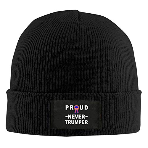 LIFENG Proud Never Trumper Knit Beanie Winter Hats for Men and Women - Warm, Soft & Stretchy Daily Ribbed Toboggan Cap for Cold Weather Black