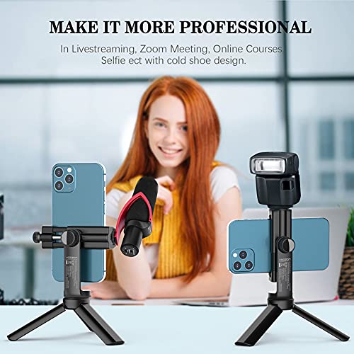 Yoozon Cell Phone Tripod Mount Adapter With Remote, Phone Holder For Tripod Monopod With Cold Shoe & 1/4” Screw,360°Adjustable Smartphone Tripod Mount For Iphone 13 12 Pro Max Mini, Galaxy S21 S20 Etc #TOP4