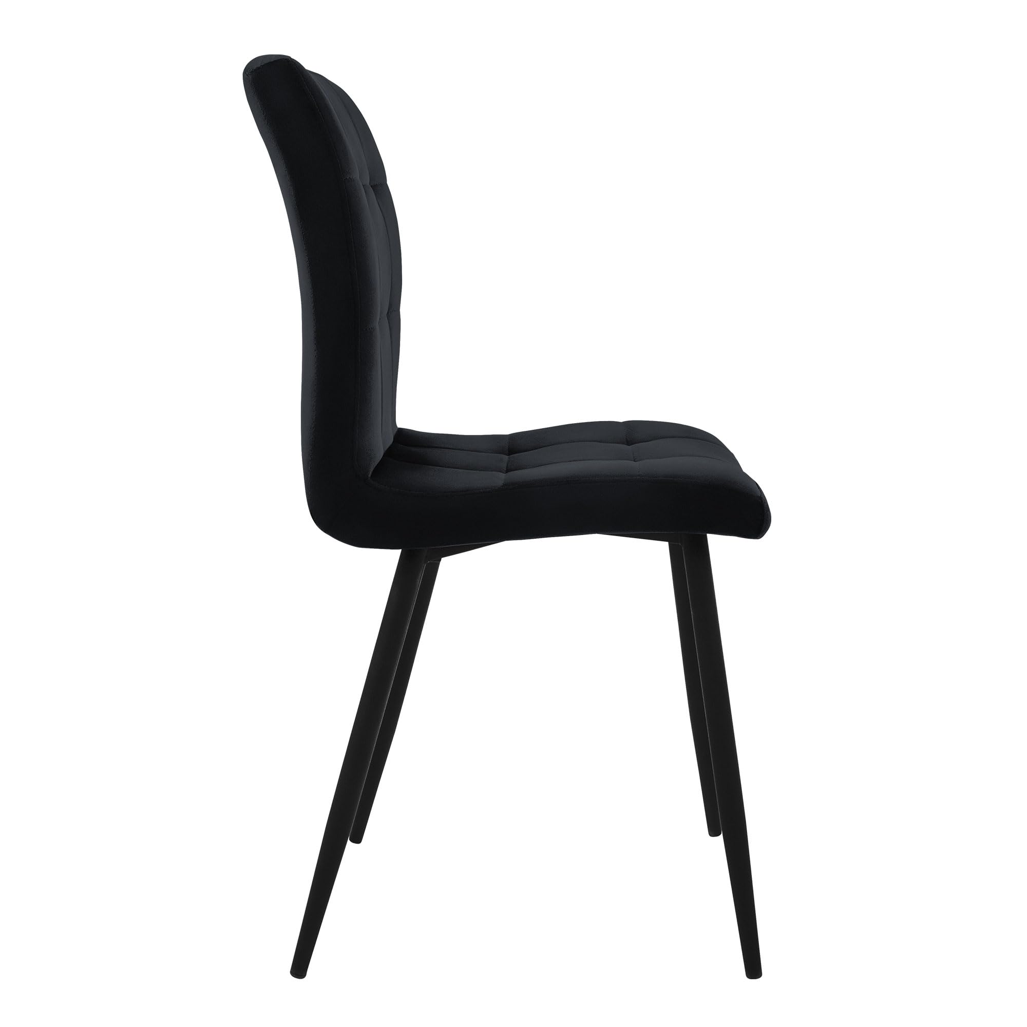 ML-Design Set de 4X Sillas de Comedor con Respaldo Asiento Ergonómico Acolchado Tapizado de Terciopelo Negro con Patas de Metal Sillón de Diseño Moderno para Mesa de Salón, Escritorio o Cocina