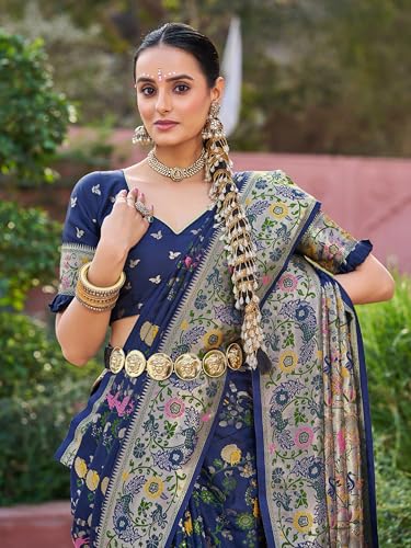 Image of SWORNOF Women's Kanjivaram Soft Silk Banarasi Sarees With Unstiched Blouse Piece