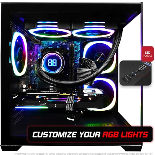 Image of SAAV CORE Prebuilt Gaming PC Bundle Desktop Tower AMD Ryzen 7 5800X GeForce RTX 5060 8GB GDDR7 Curved 27in Monitor 16GB DDR4 512GB NVMe WiFi 6 Windows 11 AIO Liquid Cooled Computer PC Gaming Black