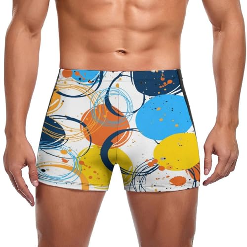 Boxer de bain homme imprimé cercles colorés swim briefs trunks