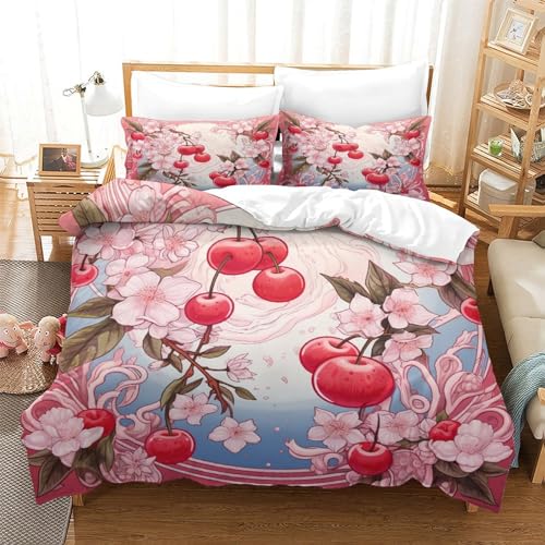Housse de couette sakura en microfibre douce et thermorégulatrice lit 2 places