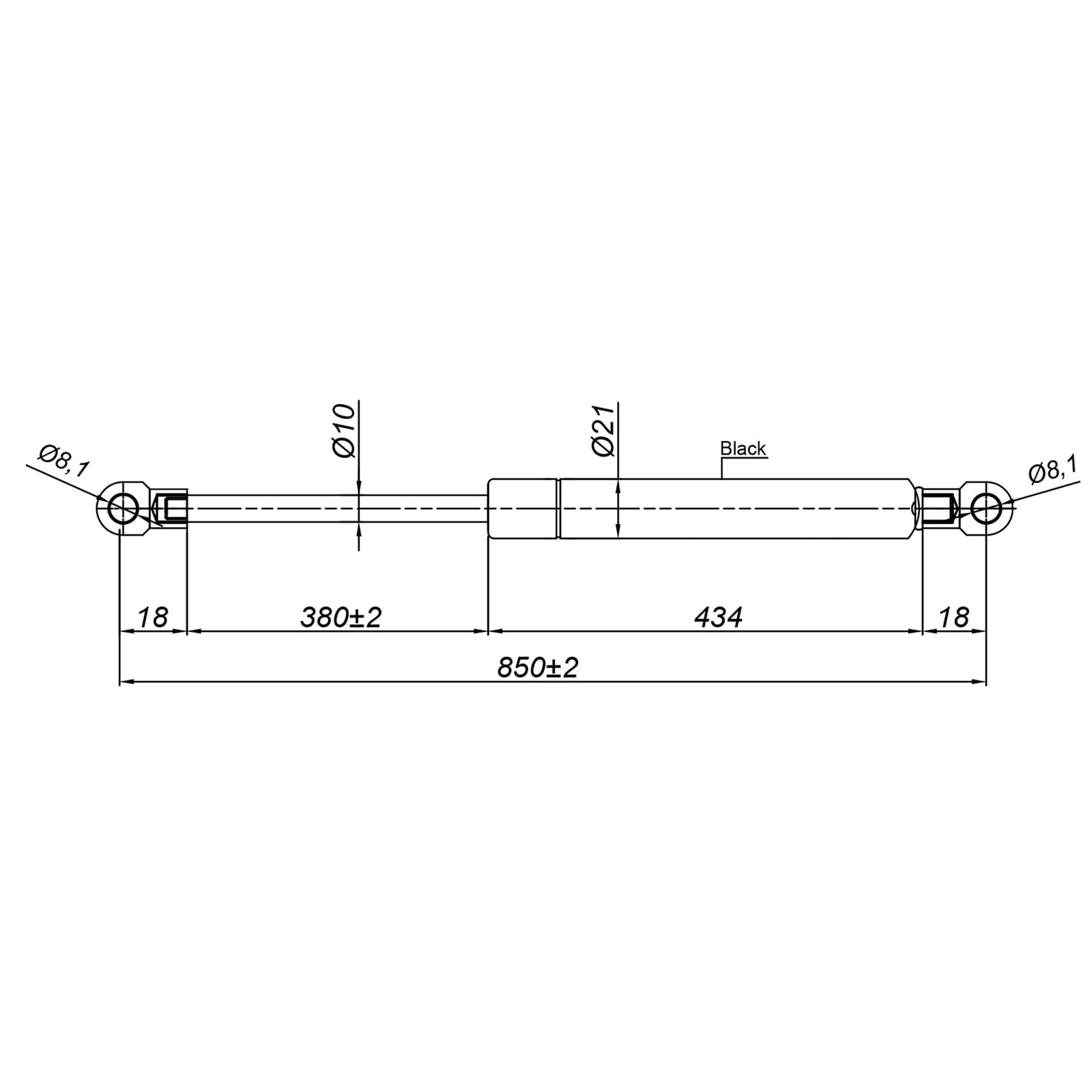 Universal Gas Struts Spring Eyelet | 100-1000 Newton | Length Options 200 mm to 900 mm | Heavy-Duty | Lift Support System (800MM, 300 N) — view 76