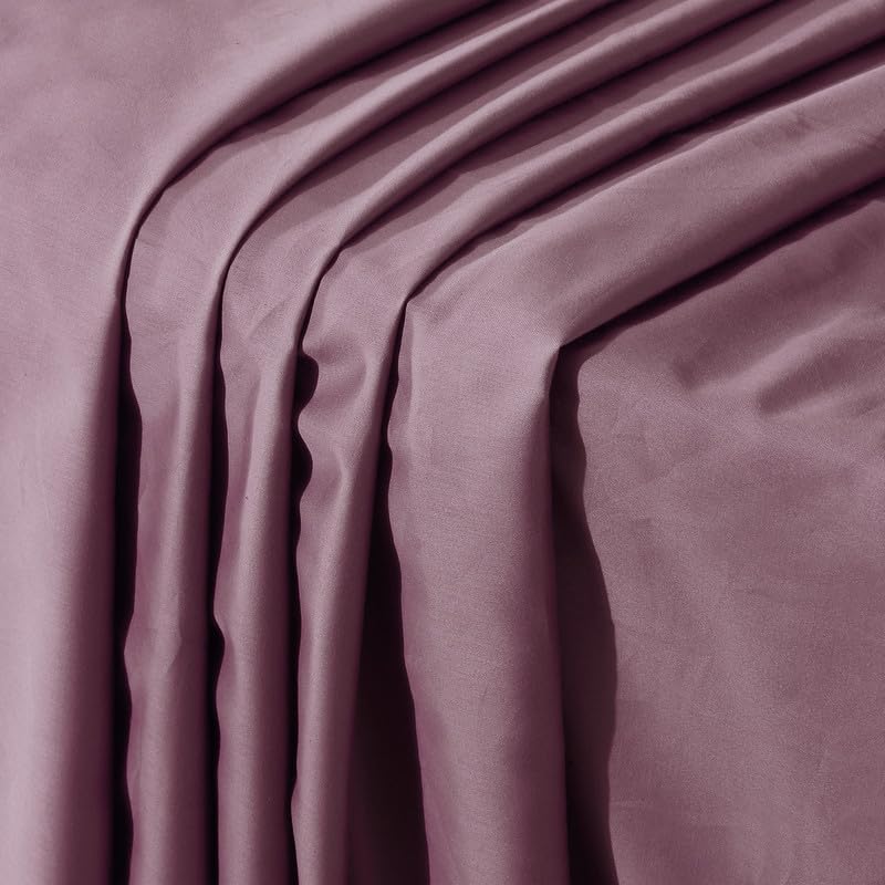 Image of NAKSH Elastic Fitted Bedsheets King Size 78 x 72 Inch, 210 TC Plain Pure Cotton, Plum | 1 King Size Bedsheet with Elastic Fitted and 2 Pillow Covers
