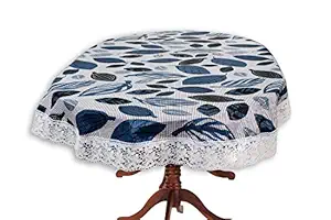 Stylista Plastic Ditzy Pattern 6 Seater Oval Dining Table Cover with White Border Lace (Multicolour, WxL 60x90 Inches, Pack of 1)