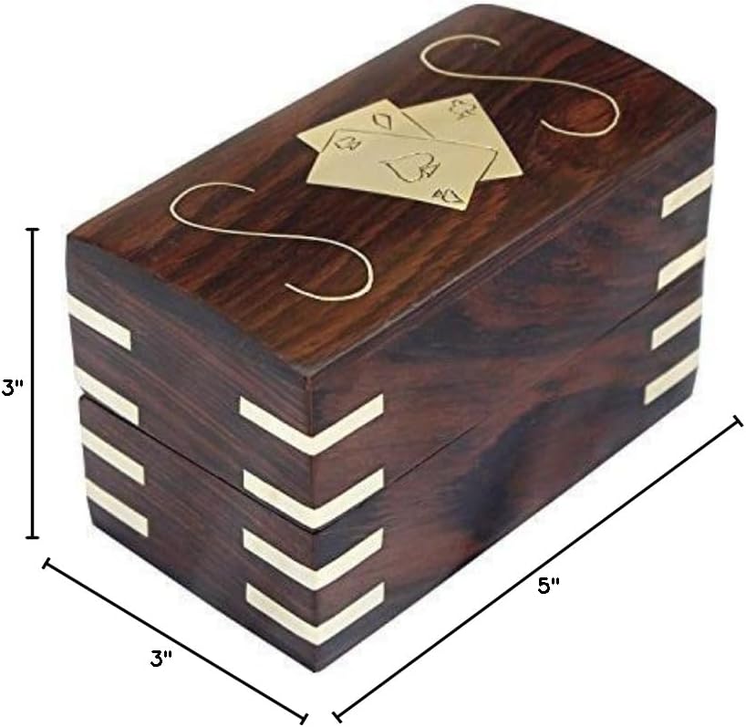 IBLAY Wooden Double Deck Playing Card Box Holder - Solid Wood Storage Case for 2 Poker or Bridge Decks, Handmade Card Organizer, Decorative Travel-Friendly Gift