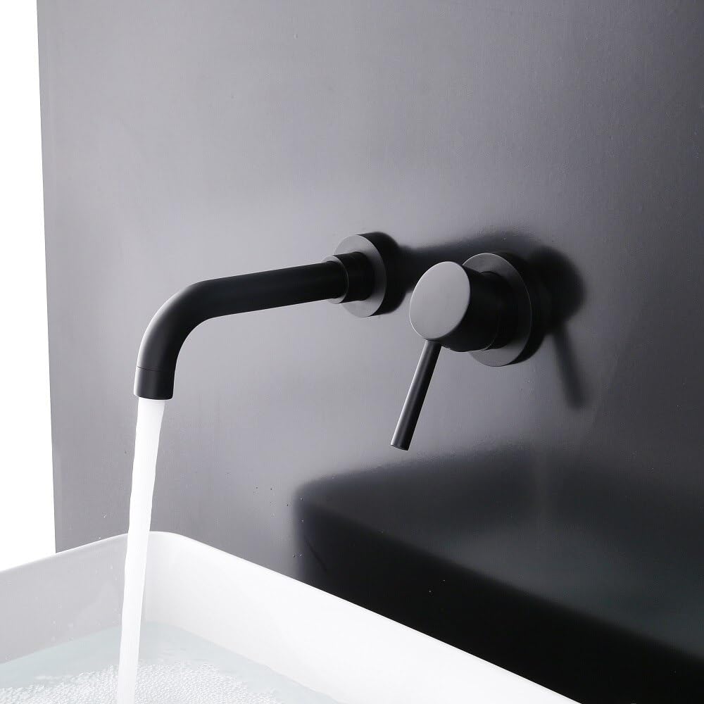 Mitigeur de lavabo mural en laiton noir mitigeur de bain eau chaude froide