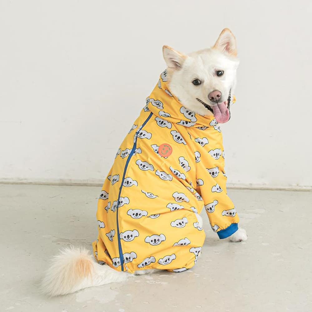 Chubasquero para Perros, Impermeable Universal for Perros Grandes, con Capucha y Estampado de Cuatro Patas(Yellow,XXL)