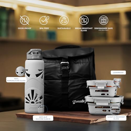 Image of GLASAFE Glass Lunch Kit (Soothing Slate, Snack Kit)