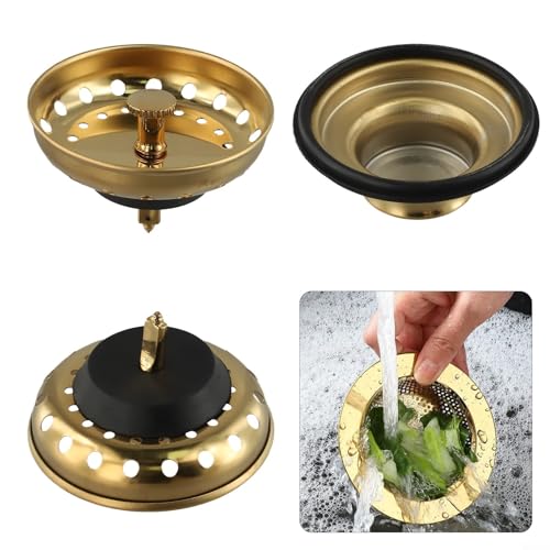 Colador desagüe de acero inoxidable dorado para cocina y baño miniatura 5