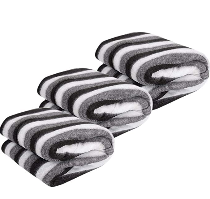 Arnav Fleece Single Bed Stripped Design Black & White AC Polar Blanket - Set of 3