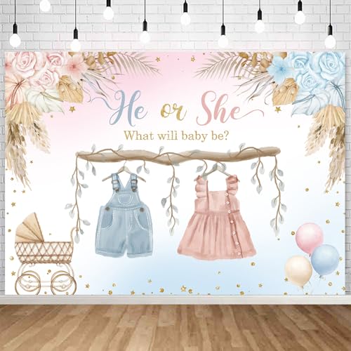 Toile de fond He or She pour shooting photo de Gender Reveal party fleurie