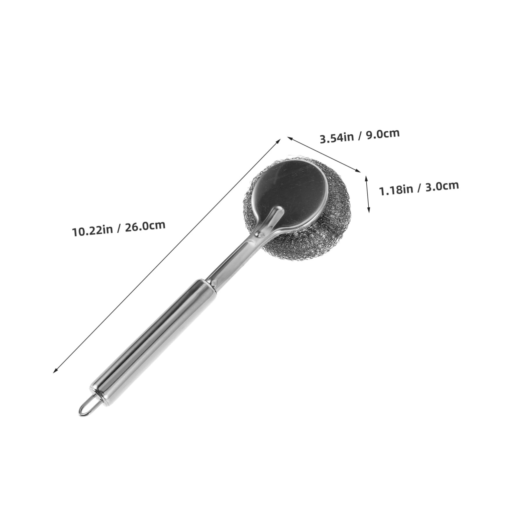 HEMOTON Long Handle Pot Brush Stainless Steel Dish Brush Steel Wool Ball for Deep Clean