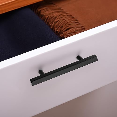 Miniatura 4 de Probrico Manijas de gabinete (paquete de 20) negras de 4 pulgadas (4.016 in) con agujero central, barra cuadrada en T, manijas de gabinete de