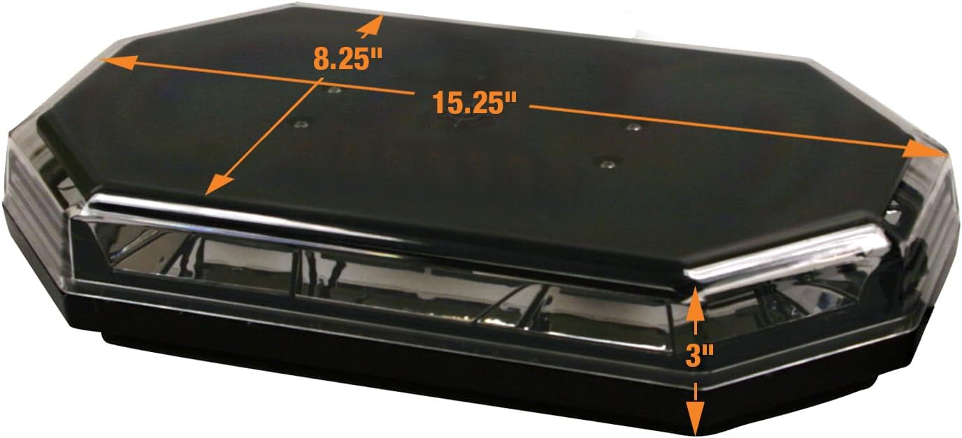Buyers Products 8891069, 15 Inch Octagonal Mini LED Light Bar, Amber/Green, 56 LEDs, 10 Flash Patterns, Permanent Or Magnetic Mount, 3.2 Amp, Emergency Lights for Vehicles, Truck Accessories