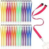 Patelai 60 Pcs Breakaway Lanyards with J Hook Bulk Flat Lanyards for ID Badges Neck Badge Lanyard Bu