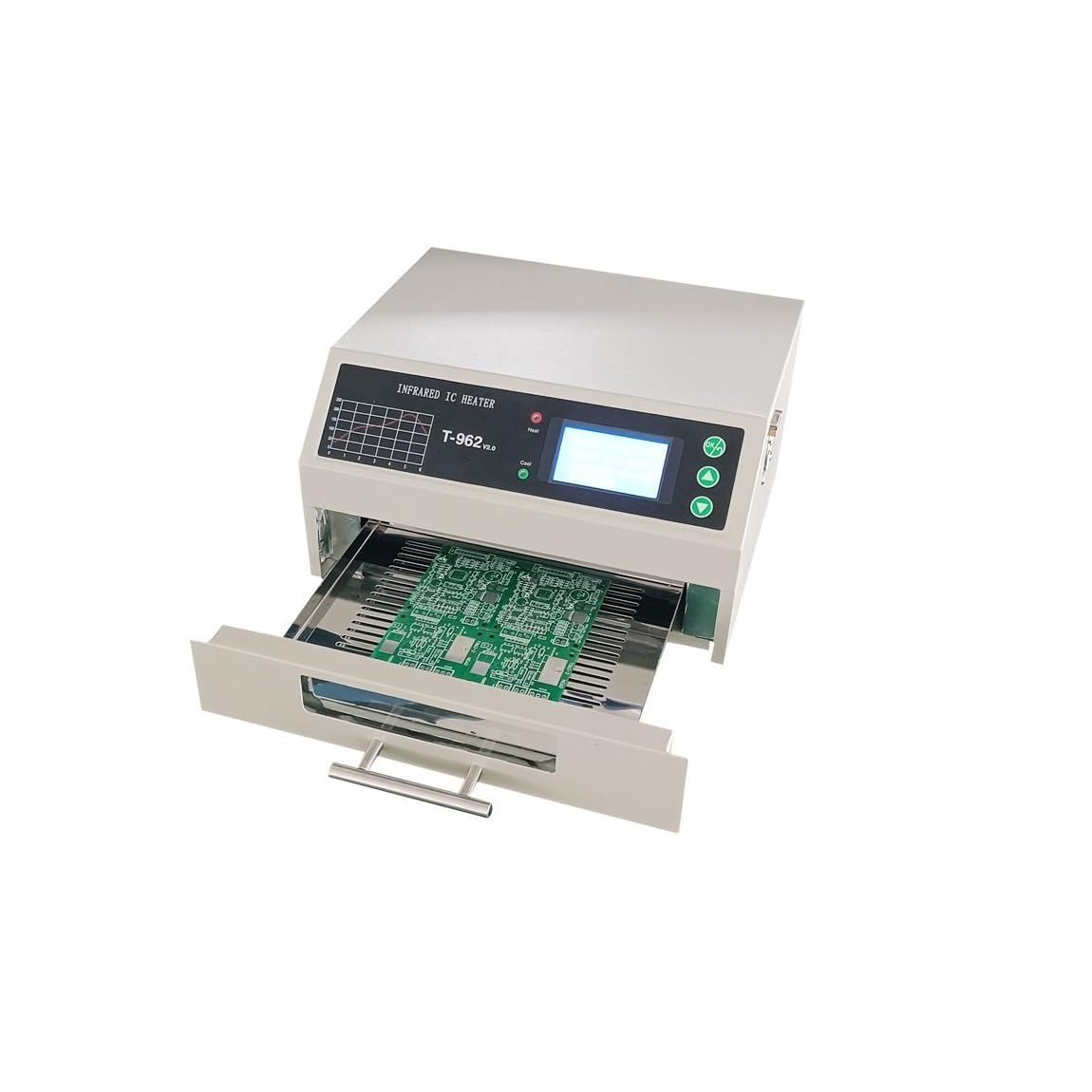 SPIRICH T962-V2.0 Forno di rifusione SMT a infrarossi intelligente, apparecchio per saldatura PCB con controllo online e tubo di evacuazione fumi