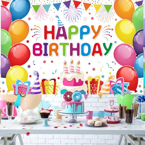 Image of Happy Birthday Banner - Birthday Decorations for Kids Colorful Birthday Party Banners Welcome Happy Background Sign for Theme Party Decorations Indoor Outdoor
