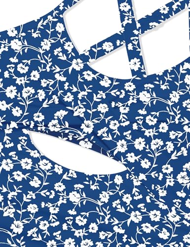 Image of Girl Swimsuit One Piece Cutout Ruched Bathing Suit for Girls Color Block Adjustable Straps Pad Swimwear 9-18y