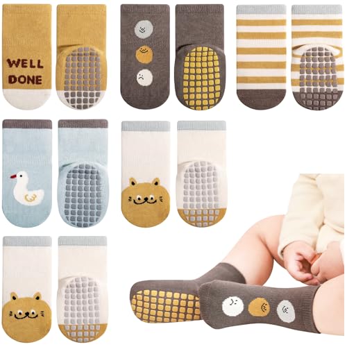 Adorel Calcetines Antideslizantes para Bebés Niños Lote de 6 Animalitos 3-5 Años (Tamaño del Fabricante L)
