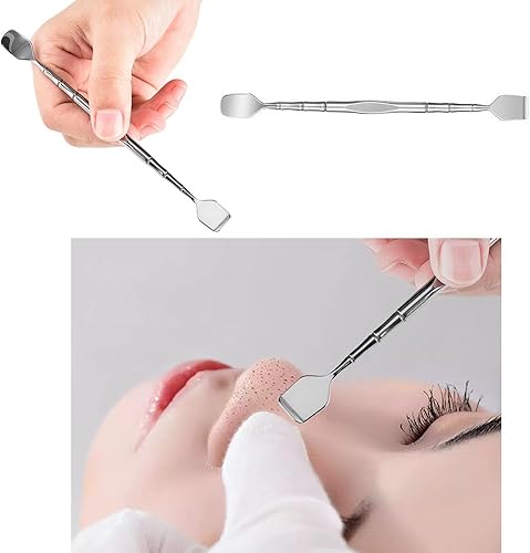 Miniatura 3 de Paquete de 3 herramientas de preparación de poros, herramientas para eliminar puntos negros, raspador facial de acero inoxidable, espátula para