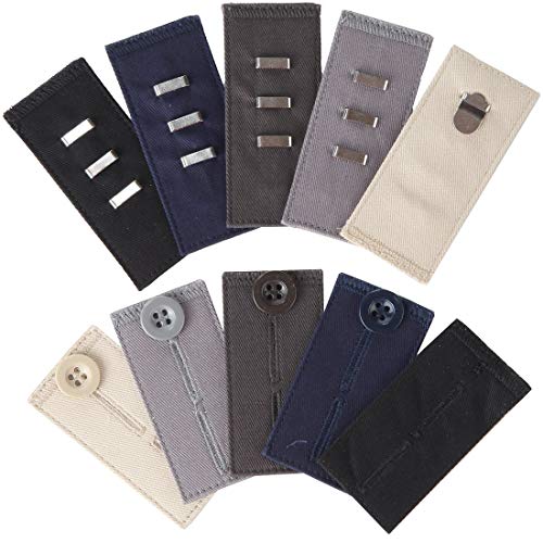 Home-X Easy Fit Hooks & Buttons for Slacks, Waistband Extenders to Give You a More Relaxed Feel, 5 Color Set (1/2