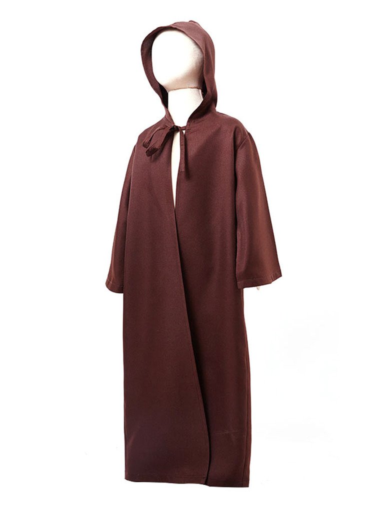 Joyshop Men & Kids Tunic Hooded Robe Halloween Cosplay Costume Robe Cloak Cape: Medium Kids Brown