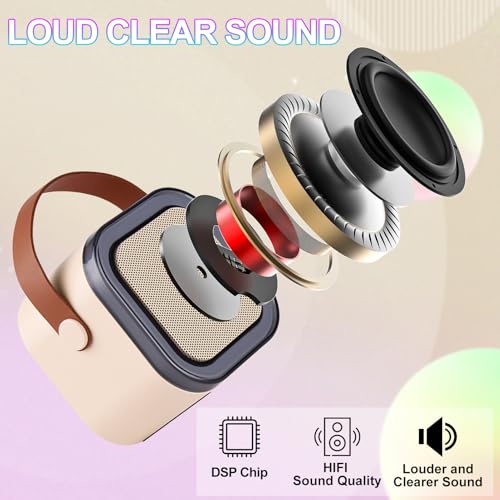 Mini Portable Bluetooth Karaoke Speaker for All Ages Beige