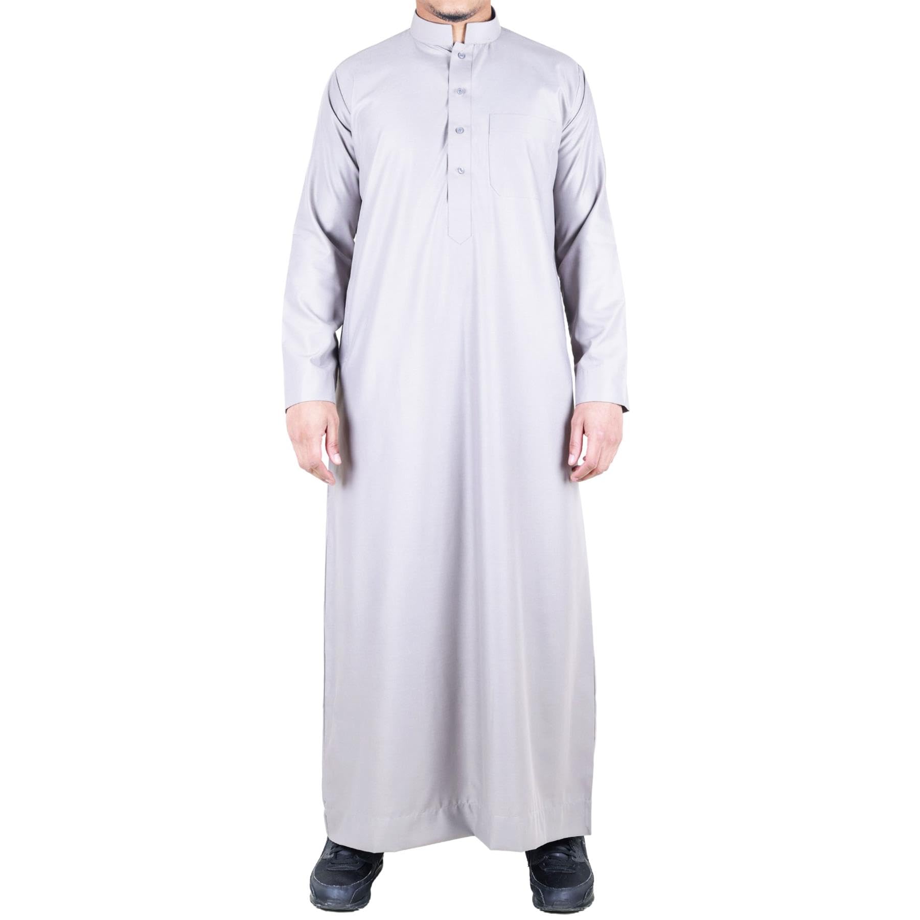 Truclothing Men's Cream Thobe Jubba Nehru Stand Collar Islamic Clothing Muslim Cotton Kaftan Dress Robe Saudi - S - 52