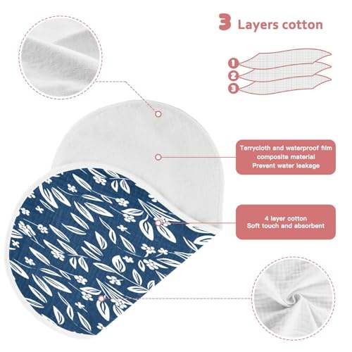 Kigai Small Flowers Burp Cloths for Baby 4-Layer Cotton Muslin Burping Cloths 22x11 inch Super Soft & Absorbent Spit Up Burp Rags for Newborn Boys Girls 2 Pack3