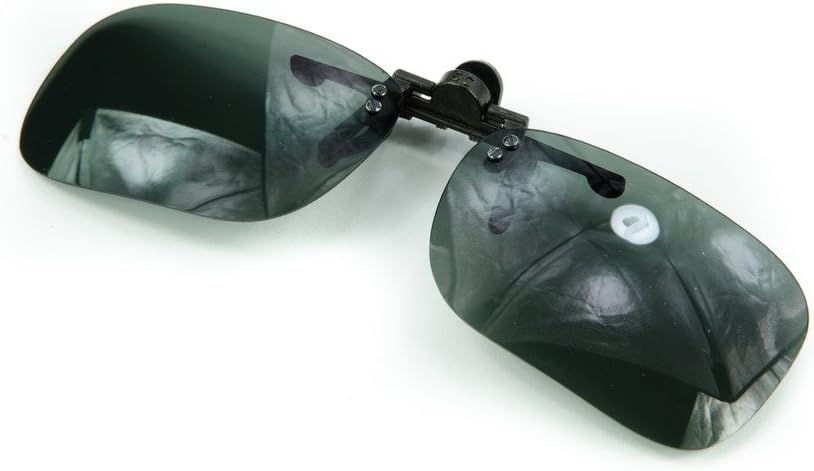 OpsalesPolarized Black Metal Clip On Flip Up Grey / Gray Sunglass Lenses, Deep Rectangle, 56mm Wide X 31mm High