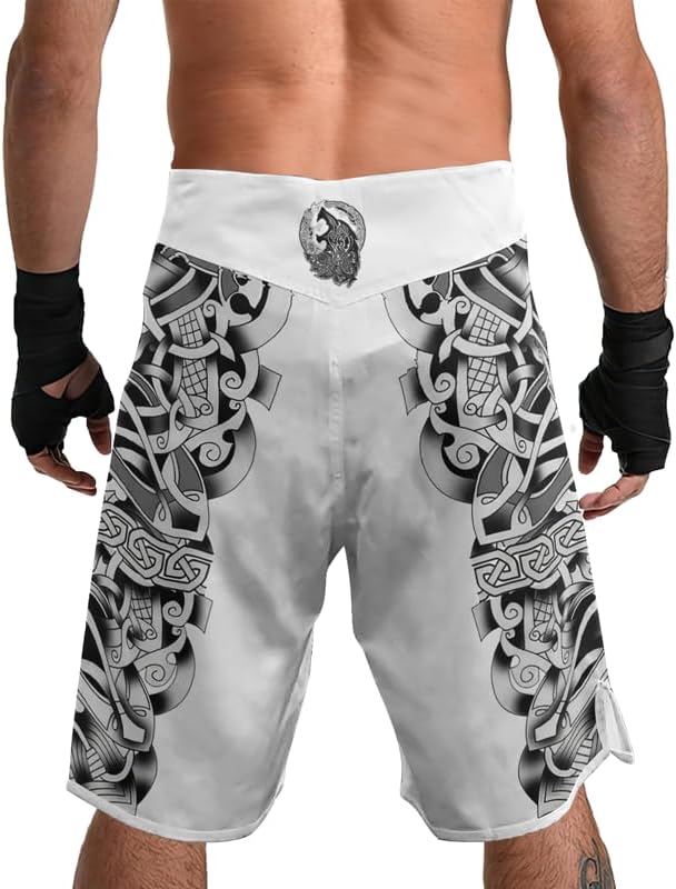 Viking MMA Shorts Mens Fight Shorts for BJJ No-Gi Jiu Jitsu Training Wear with Drawstring Inside 4-Way Stretch