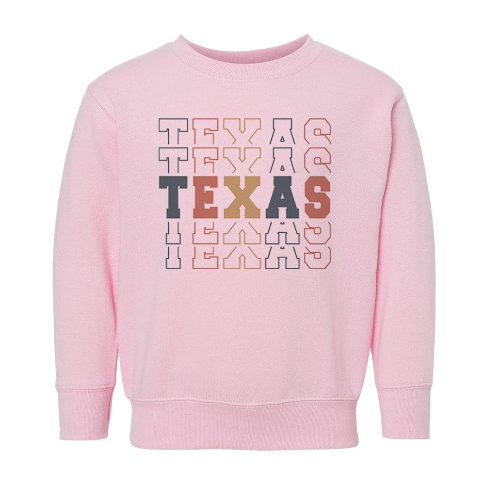 Stacked Texas Kids Sweatshirt Toddler 5T Pink