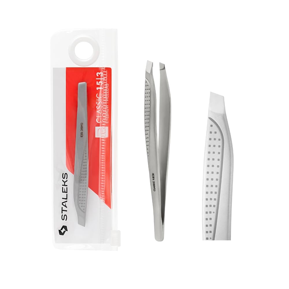 STALEKS PRO Pinza para cejas precisa acero inoxidable médico Classic 15/3