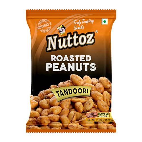 Image of Nuttoz Roasted Peanut Tandoori - Pack of 2 (140gm each) | Jumbo Roasted Moongfali | Non Fried Ready to Eat Healthy Snack | Crunchy Snack and Namkeen
