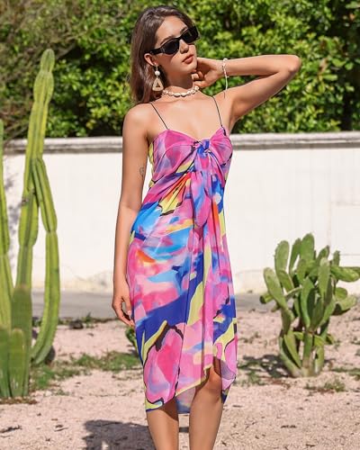 Image of Eicolorte Womens Beach Cover Up Chiffon Sheer Bikini Beach Swimsuit Coverup Sarong Pareo Wraps for Women
