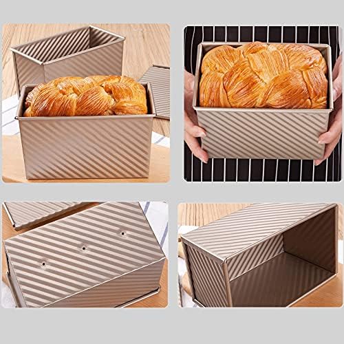 Pullman Loaf Pan with Lid, 1Pound Dough Capacity Rectangular Bread Pan, Non-Stick Long Bread Pans for Homemade Bread, 9x4inch Pullman Loaf Pan with Dough Scraper Cutter for Sandwich Bread - Thumbnail 4