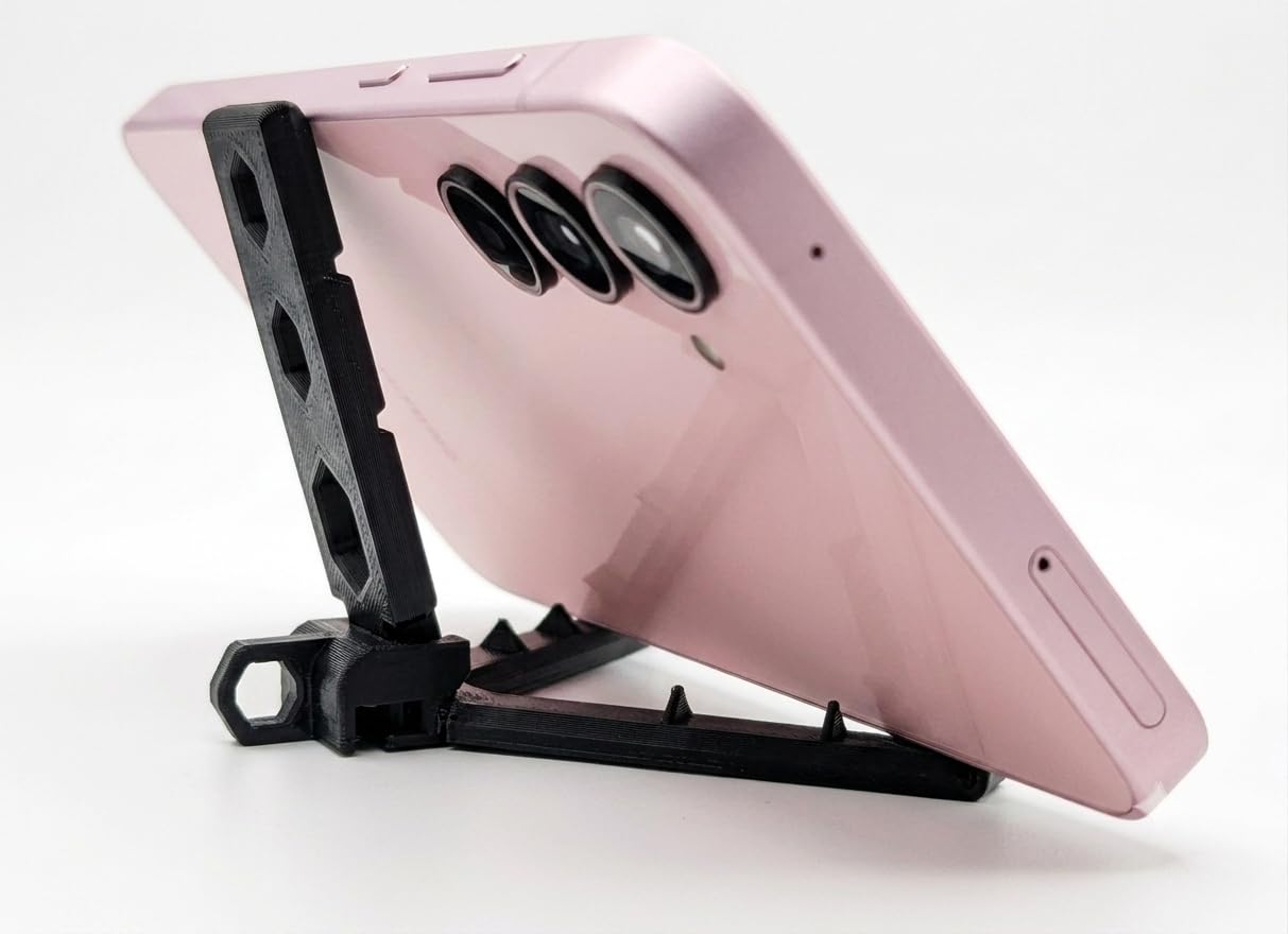 Foldable Phone Stand with Keychain, 3D Printed, Black | Keyring Attachment, Portable & Compact, Multi-Angle Support, Desk & Travel Use, Universal Compatibility-picture-34
