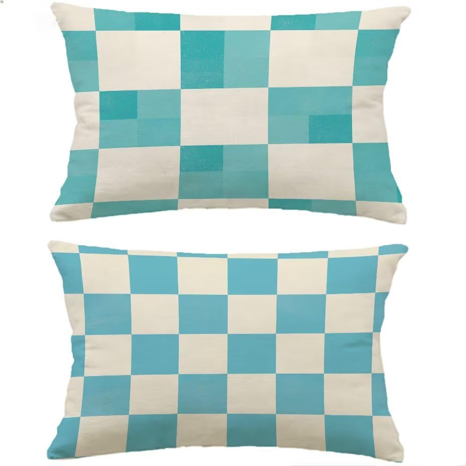 Coussin de jardin 50x70 cm bleu imperméable pour canapé de terrasse