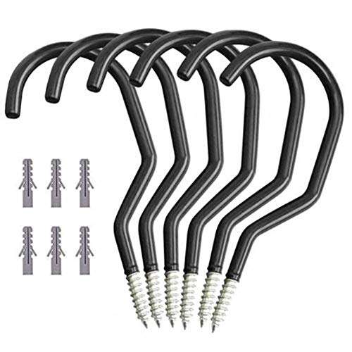Dtacke Bicycle Rack Wall Hook Wall Mount Tool Holder U-Hooks for Home Organizer Garden Tools Shovels Rake Stroller Ladder 6 Pack (Black)