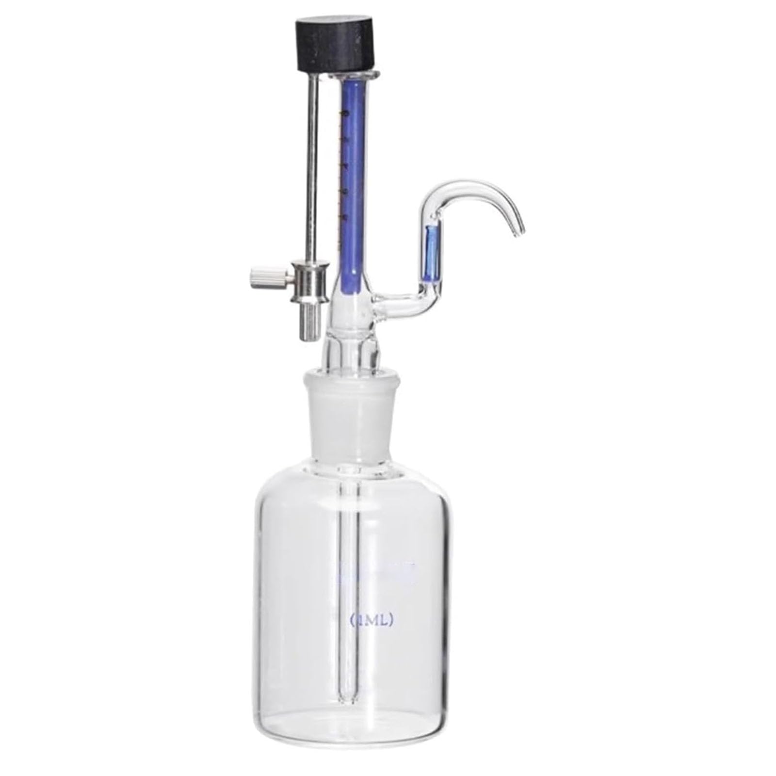 Botella de pipeta de vidrio, dispensador de líquido micro ajustable con perilla de control de acero inoxidable, herramienta de caída de precisión para pruebas y medición de laboratorio
