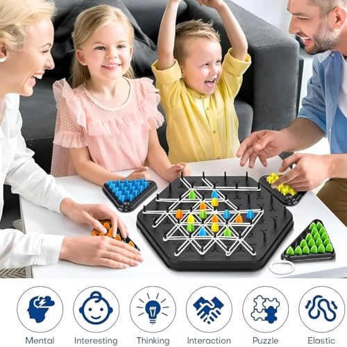 Image of Chain Triangle Chess Board Game for Kids & Adults | 2-4 Player Strategy Puzzle Board Game | Brain Teaser Family Indoor Game for Age 10+ | Fun Educational Birthday Gift