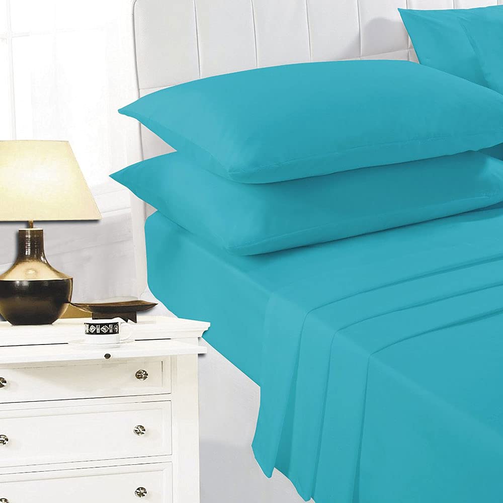 NIGHTZONE Easy Care Polycotton Flat Sheet, Teal, Double