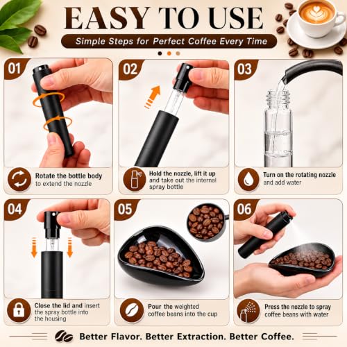 Image of Ceramic Coffee Bean Dosing Cup with 20ML Spray Bottle - Espresso Measuring Cup 25g Capacity with Fine Mist Bean Spritzer - Static Reduction Coffee Tool Kit for Home & Barista Use