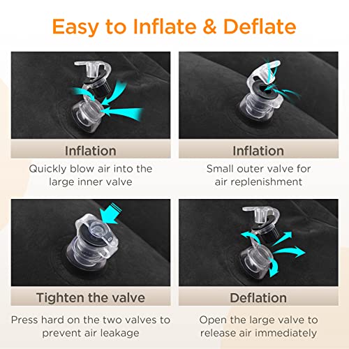 Homca Inflatable Travel Foot Rest Pillow, Adjustable Height Leg Pillow，Fast Inflating Airplane Bed For Toddlers，Footrest Pillow For Office, Airplane，Train，Cars，Home #TOP5