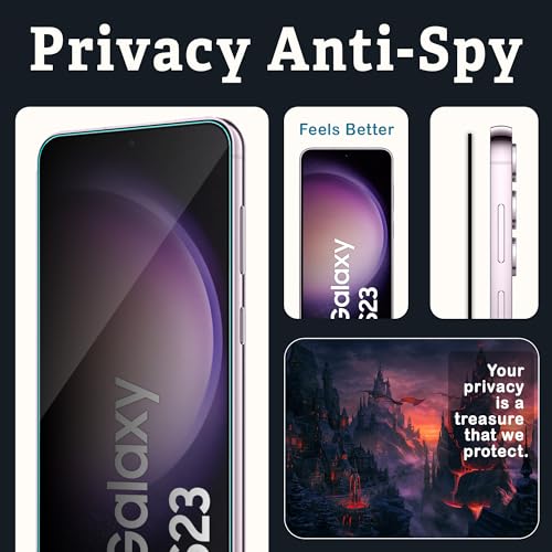 Image of ArmourPro Privacy Tempered Glass Compatible for Samsung Galaxy S23 and Samsung S22 (6.1 Inch) Edge to Edge Coverage with Easy Installation kit & Cable Protector | Black Anti-Spy Privacy Protection
