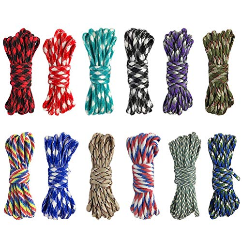Paracord Cord 550 Multifunction Paracord Ropes 12 Colors 10 Feet,Tent Rope Parachute Cord