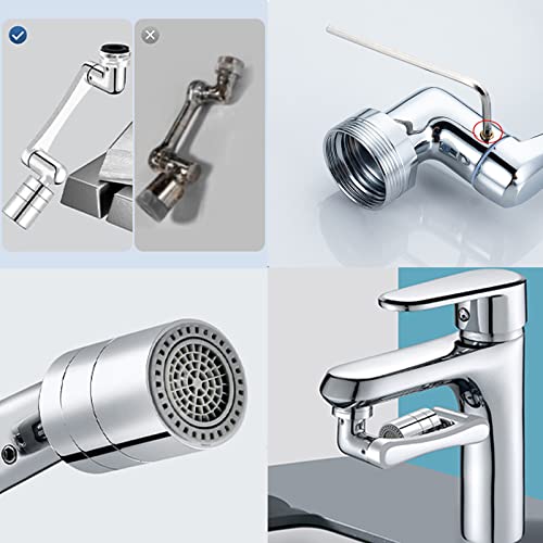 ZEYXINH 1440° Drehbarer Multifunktionaler Verlängerungshahn: Wasserhahn Aufsatz mit Wasserhahn Verlängerung mit Wassersparer-Aufsatz Schwenkbar für Bad und Küche